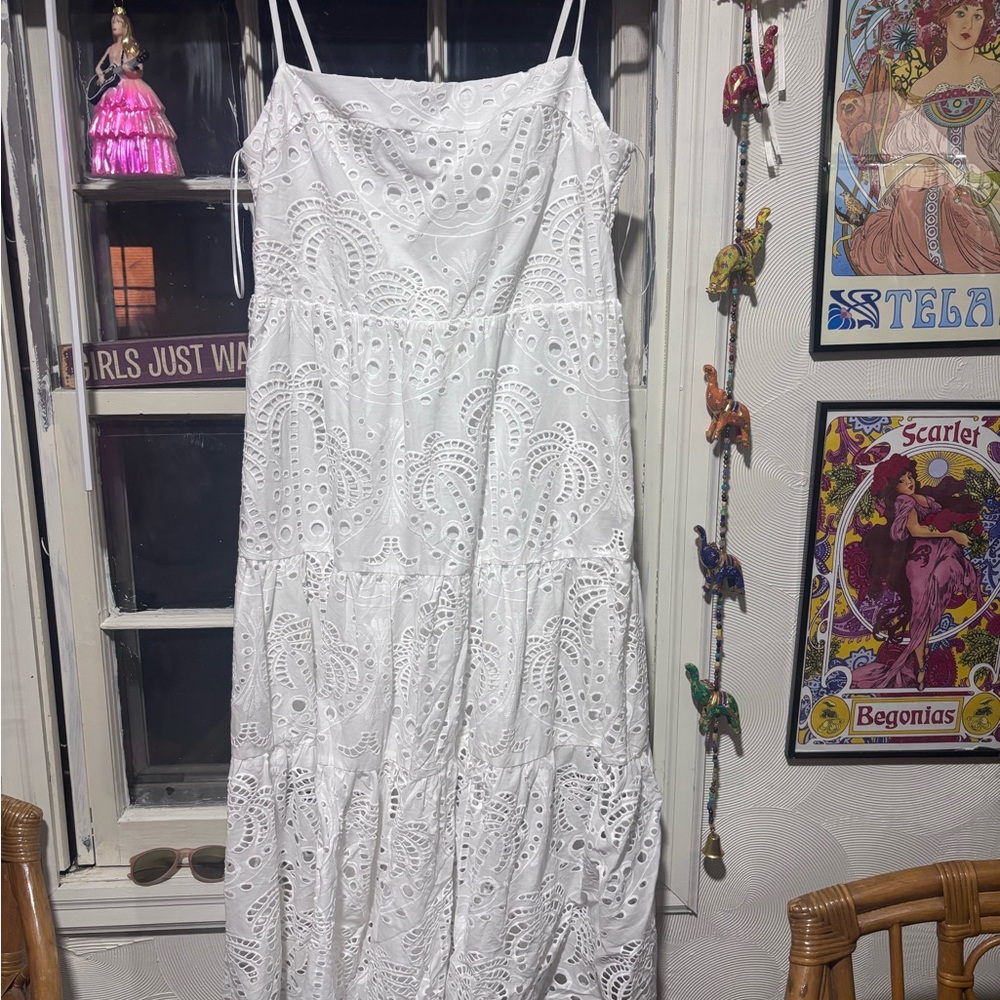 Rachel Zoe White Eyelet Maxi Dress